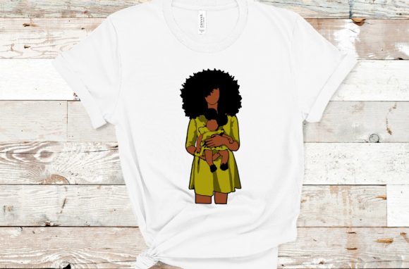 Afro Woman Mommy and Me Baby Mom Graphics