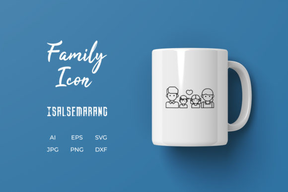 Family Icon Dad Mom Child Line Black Graphics