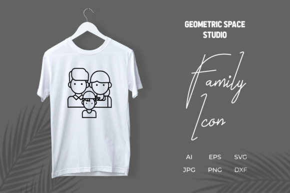 Family Icon Mom Dad Son Outline Black Graphics