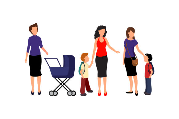 Family Mom Kids Illustration Graphics and Illustrations