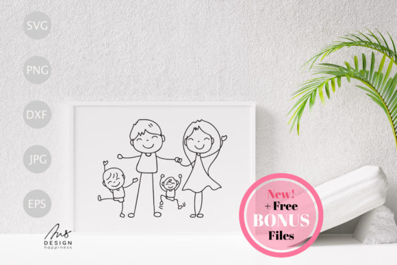 Hand Drawn Dad Mom and Little Boys SVG: Graphics for Real Projects